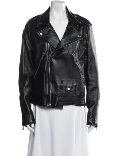 Pre-owned Rhude Leather Biker Jacket In Black