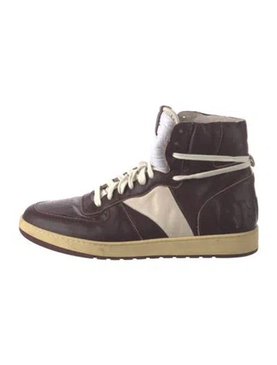 Pre-owned Rhude Leather Colorblock Pattern Sneakers In Burgundy