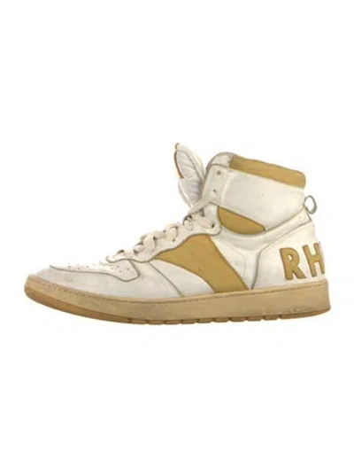 Pre-owned Rhude Leather Colorblock Pattern Sneakers In Neutrals