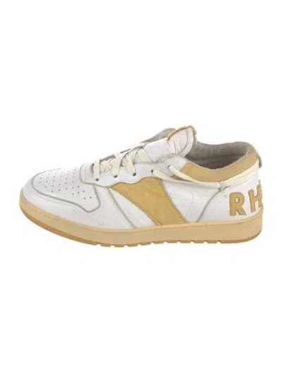 Pre-owned Rhude Leather Graphic Print Athletic Sneakers In Neutrals