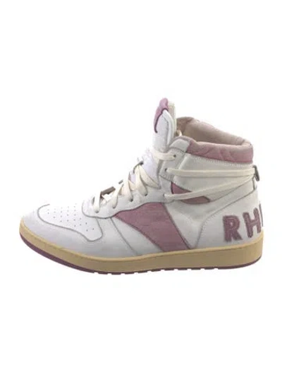 Pre-owned Rhude Leather Graphic Print Athletic Sneakers In Red/white