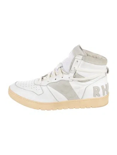 Pre-owned Rhude Leather Graphic Print Sneakers In Blue/white