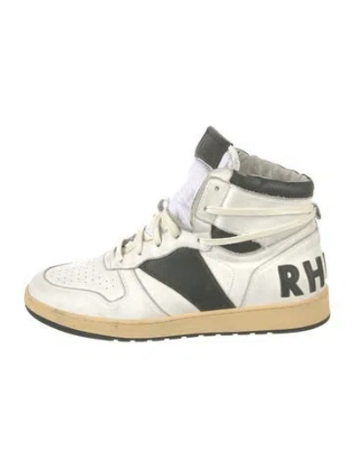 Pre-owned Rhude Leather Graphic Print Sneakers In White