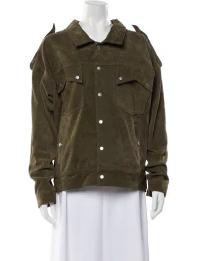 Pre-owned Rhude Leather Jacket W/ Tags In Green