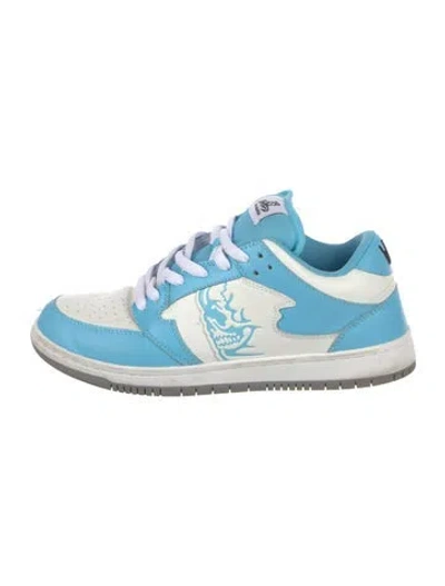 Pre-owned Rhude Leather Printed Athletic Sneakers In Blue