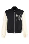 Rhude Leather Sleeves Bomber Jacket In Black