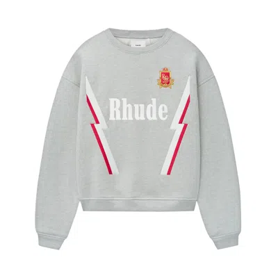 Pre-owned Rhude Lightning Crewneck 'heather Grey'
