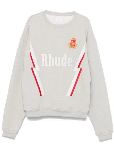 Rhude Logo-embroidered Cotton Sweatshirt In C906 Heather Grey