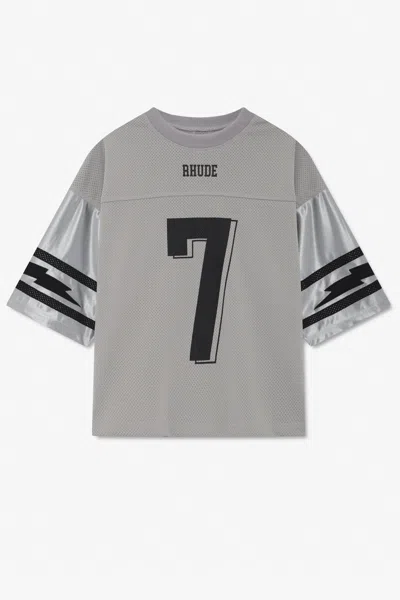 Rhude Lightning Football Jersey Tee In Gray