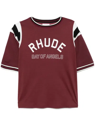 Rhude Lightning Jersey T-shirt In Red