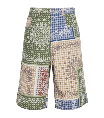 Rhude Linen-cotton Bandana Print Shorts
