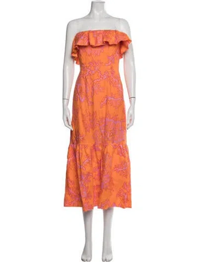 Pre-owned Rhude Linen Long Dress W/ Tags In Orange