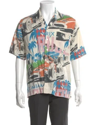 Pre-owned Rhude Linen Printed Shirt In White