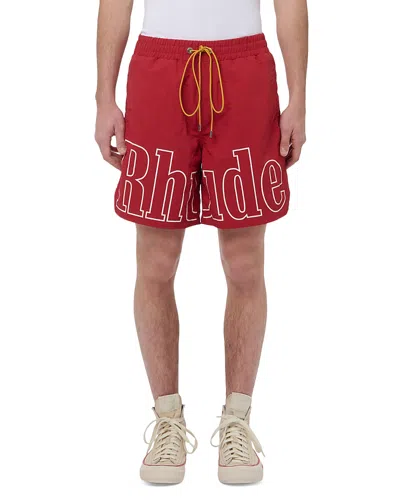 Rhude Logo 7 Track Shorts In Red