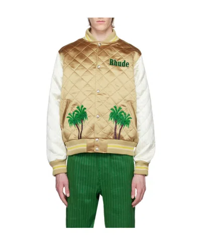 Rhude Logo Baseball Jacket In Nude