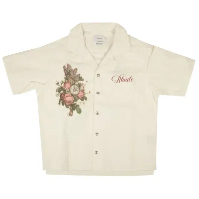 Pre-owned Rhude Logo Bouquet Shirt 'ivory' | Cream | Men's Size S