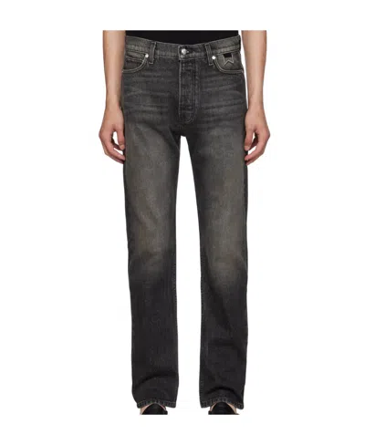 Rhude Logo Button Denim Trousers In Black