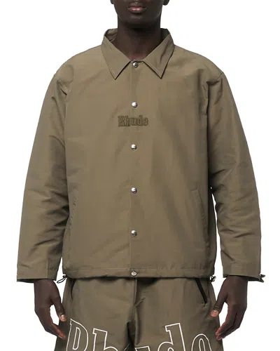 Rhude Logo Coaches Jacket In Green