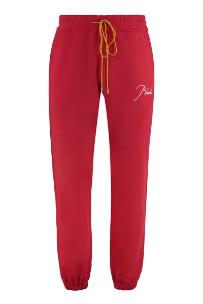 Rhude Logo Detail Cotton Track-pants In Red
