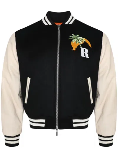 Rhude Logo-embroidered Bomber Jacket In Black