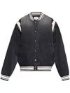 Rhude Black Lightning Varsity Denim Bomber Jacket In Grey