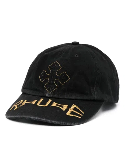 Rhude Logo-.embroidered Cap In Black