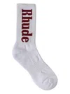 Rhude Logo-embroidered Crew Socks In White