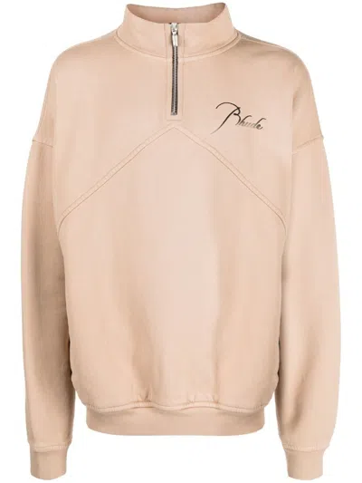Rhude Beige Quarter Zip Sweatshirt