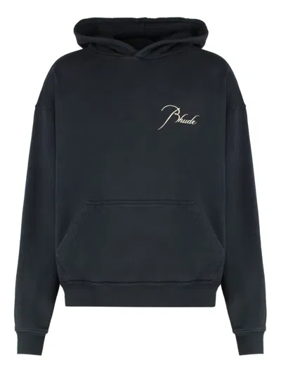 Rhude Logo-embroidered Hoodie In Black