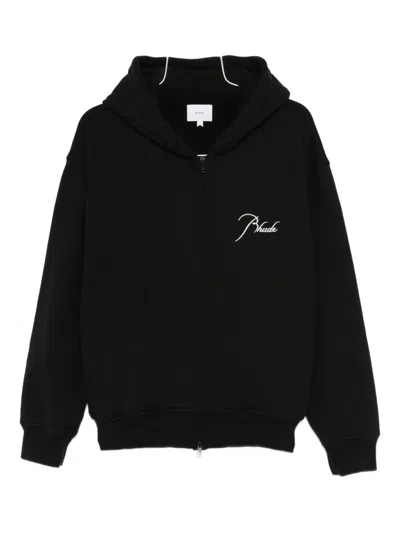 Rhude Logo-embroidered Hoodie In Black