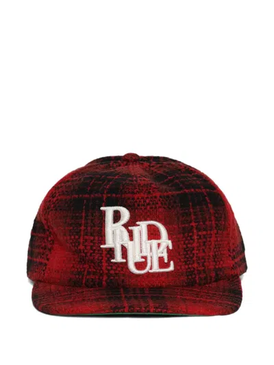 Rhude Logo-embroidered Plaid Baseball Cap In Gold