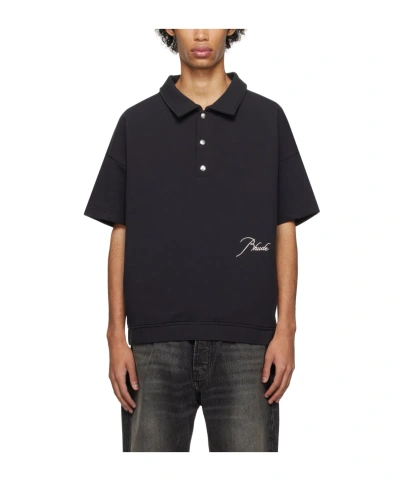 Rhude Logo Embroidered Polo Shirt In Black