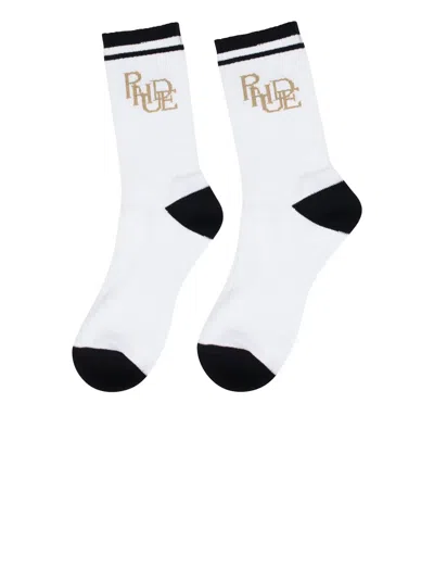 Rhude Logo-embroidered Socks In White