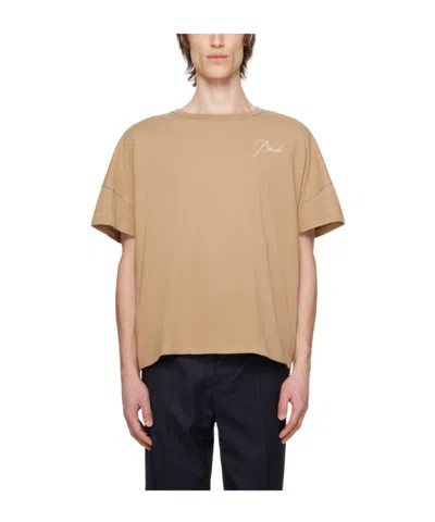 Rhude Logo Embroidered T-shirt In Brown