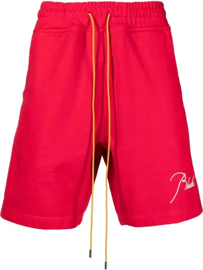 Rhude Logo-embroidered Track Shorts In Rot