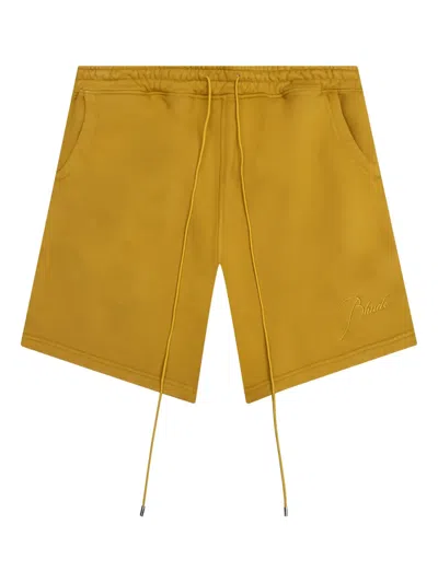 Rhude Logo-embroidered Track Shorts In Yellow