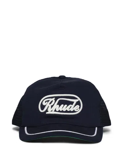 Rhude Logo-embroidered Trucker Hat In Black