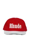 Rhude Logo-embroidered Two-tone Cap In Red