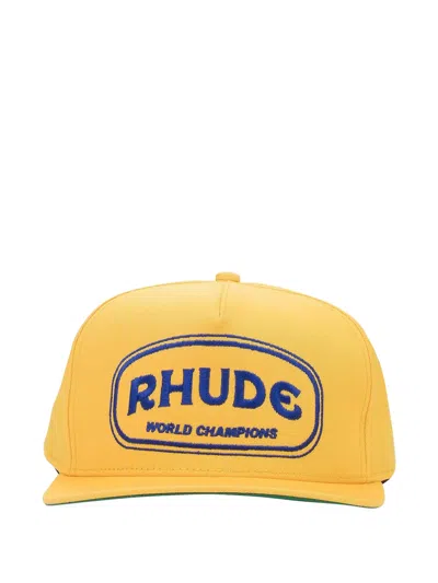 Rhude Logo-embroidery Baseball Cap In Yellow