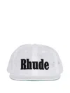 Rhude Logo Embroidered Mesh Snapback Baseball Cap In White