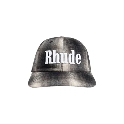 Pre-owned Rhude Logo Flannel 6-panel Hat 'black/grey'