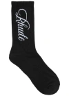 Rhude Logo-intarsia Cotton-blend Socks In Black And White
