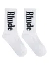 Rhude Logo-intarsia Socks In White