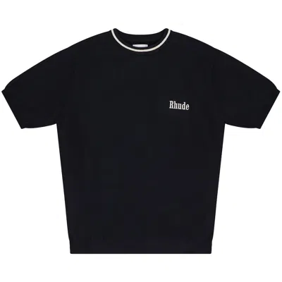 Pre-owned Rhude Logo Knit Tee 'black/ivory' | Men's Size Xl