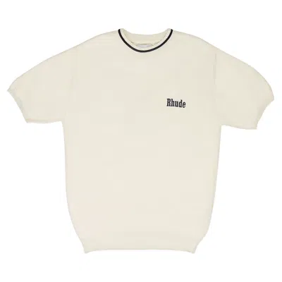 Pre-owned Rhude Logo Knit Tee 'ivory/black' | Cream | Men's Size M In White