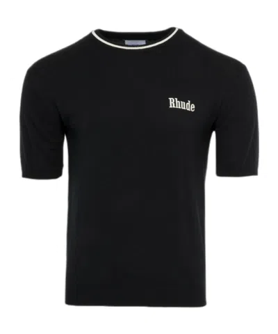 Rhude Logo Knitted T-shirt In Black