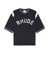 Rhude Navy Logo Lightning Ringer T-shirt In Blue