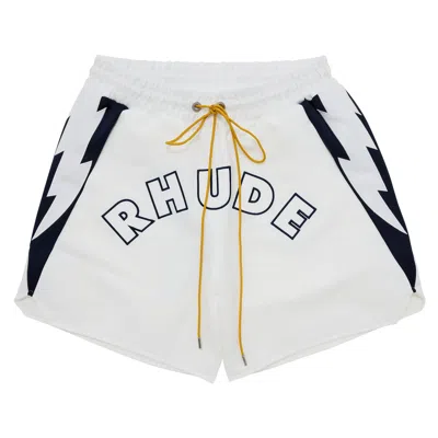 Pre-owned Rhude Logo Lightning Shorts 'white' | Men's Size Xl