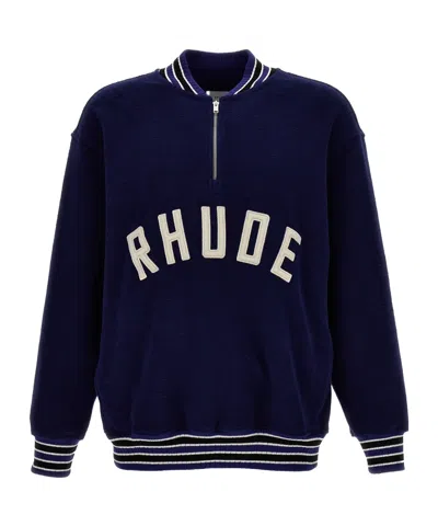 Rhude Logo-patch Zipped Sweatshirt In Blue