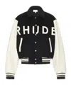Rhude Collegiate Bomber Jacket In Black